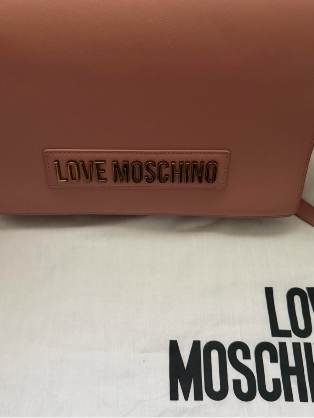 Love Moschino Dusty Rose Crossbody Bag with Gold Logo
